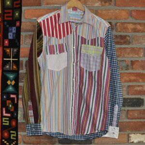 Alessandro Gherardeschi Multi Colour Stiped Plaid Snap Button Shirt XL
